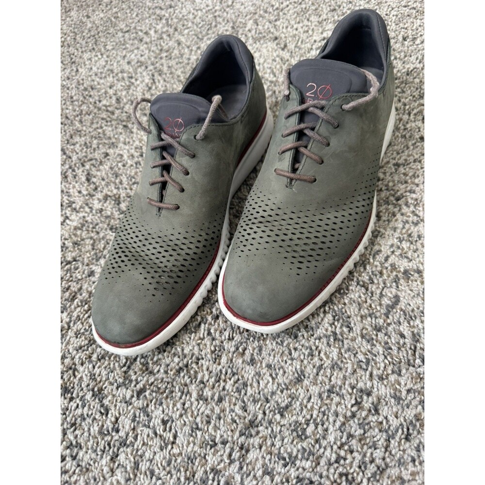 Cole Haan 2.Zerogrand Laser Wingtip Oxford Shoes Mens Size 10M Gray/Green Suede
